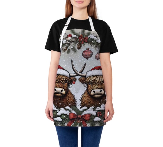 Изображение товара Фартук кухонный JoyArty Новогодние быки, универсальный размер, для женщин и мужчин, серия Новый год и Рождество ap_sd3959