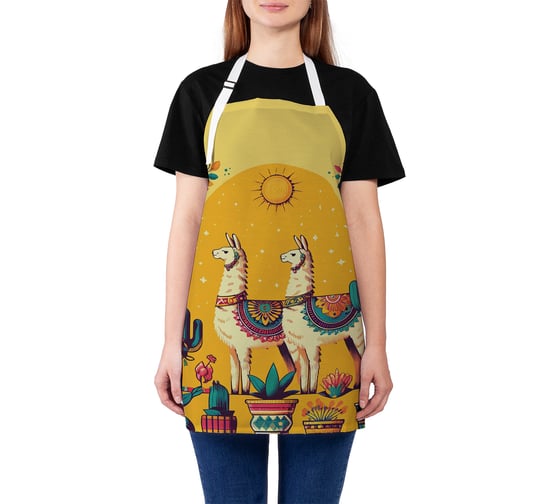 Изображение товара Фартук кухонный JoyArty Лама с кактусом, универсальный размер, для женщин и мужчин, ap_sd3440