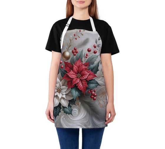 Изображение товара Фартук кухонный JoyArty Листва в мраморе, универсальный размер, для женщин и мужчин, серия Новый год и Рождество ap_sd3909