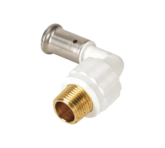 Изображение товара Угольник HENCO 90 градусов, НР, ПВДФ пресс, белый, 26x3/4" 5PKW-2605