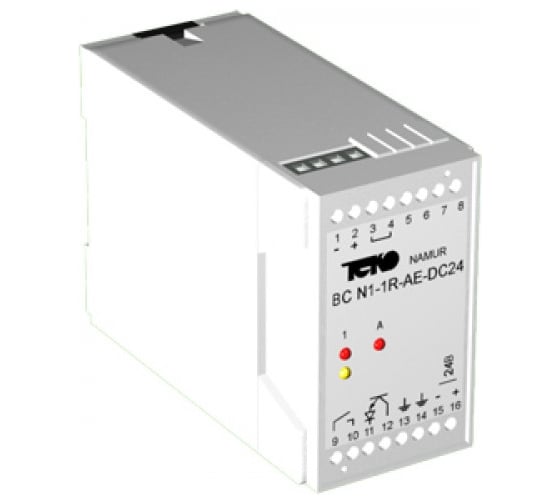 Изображение товара Блок сопряжения ТЕКО BC N1-1R-AR-DC24-C под.выключатель 1,релей.выход 1,элект.выход 0,ном.напр 24 В DC,раб.тем-ры-25°С...+75°С, 00-00022122