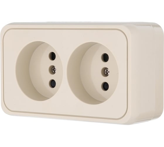 Изображение товара Розетка двойная LK Studio STANDARD открытой установки, без заземляющих контактов, с защитными шторками, бежевый 813601