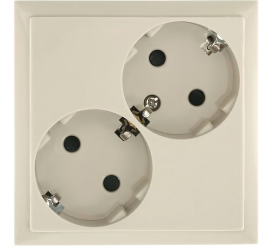 Изображение товара Розетка двойная LK Studio LK60 с заземляющим контактом, со шторками, бежевый 863501-1