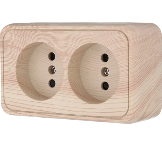 Изображение товара Розетка двойная LK Studio STANDARD открытой установки, без заземляющих контактов, с защитными шторками, сосна 813625