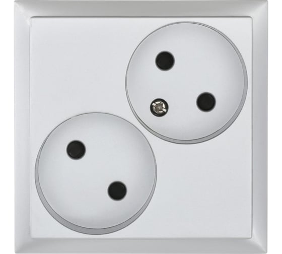 Изображение товара Розетка двойная LK Studio LK80 без заземляющего контакта, со шторками, серебристый металлик 843603-1