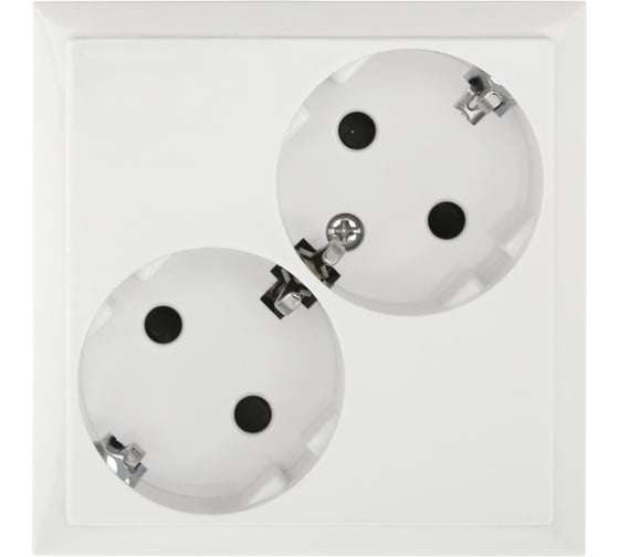 Изображение товара Розетка двойная LK Studio LK60 с заземляющим контактом, со шторками, белый 863504-1