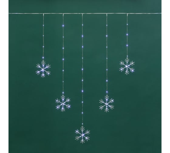 Изображение товара Гирлянда Neon-Night Занавес из росы с фигурами Снежинок, белый, IP20, USB + пульт управления 315-845