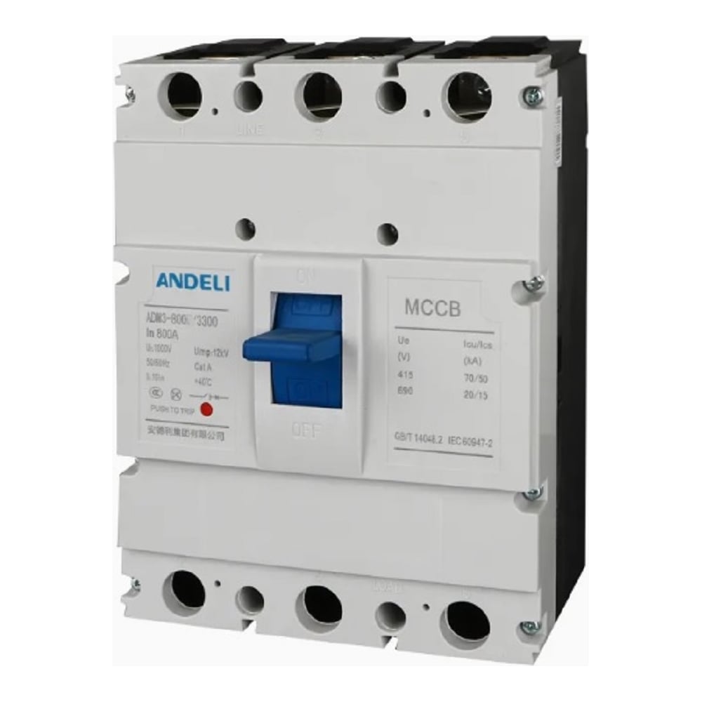 Изображение товара Автоматический выключатель ANDELI ADM3-800L/3P 800A 50kA для промышленных объектов