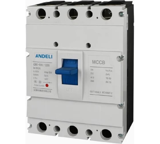 Изображение товара Автоматический выключатель ANDELI ADM3-800L/3P 800A 50kA артикул ADL06-100