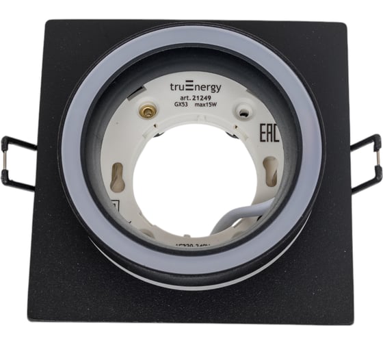 Изображение товара Светильник truEnergy встраиваемый с матовым кольцом под лампу GX53 IP20 квадрат черный алюминий 21249