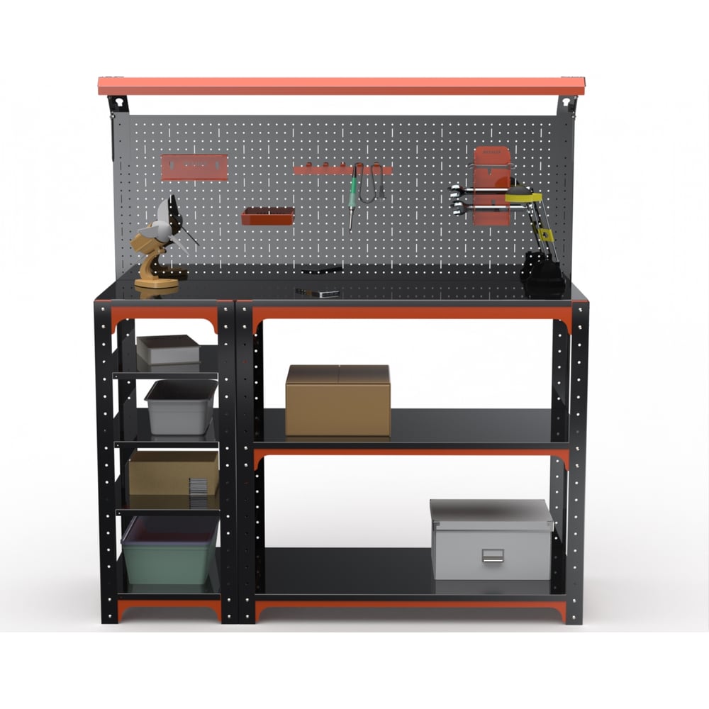 Изображение товара Стол-верстак Металекс KIT с боковыми полками и освещением