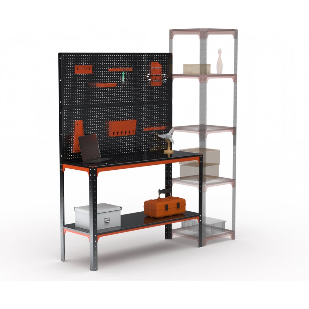 Изображение товара Стол-верстак ООО Металекс серия KIT 950х1600х500 оранжево-черный