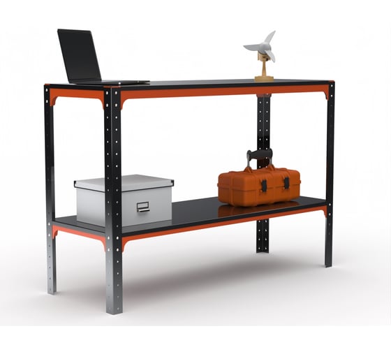 Изображение товара Стол-верстак ООО Металекс серия KIT 950х1500х500, одна полка, оранжево-черный 204480