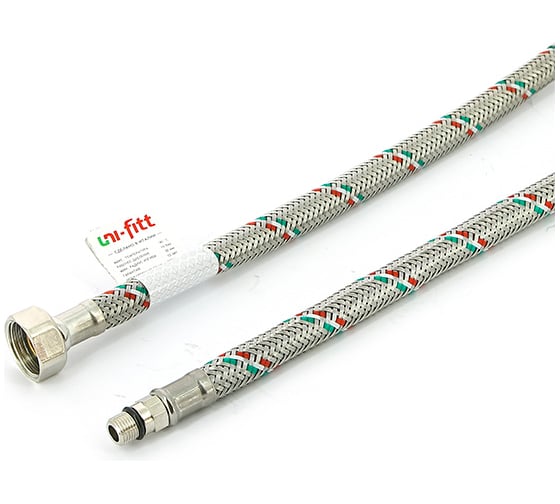 Изображение товара Подводка гибкая для смесителя (М10х1-1/2"; 80 см; DN 8; оплётка из нерж. стали) Uni-Fitt 502S2808