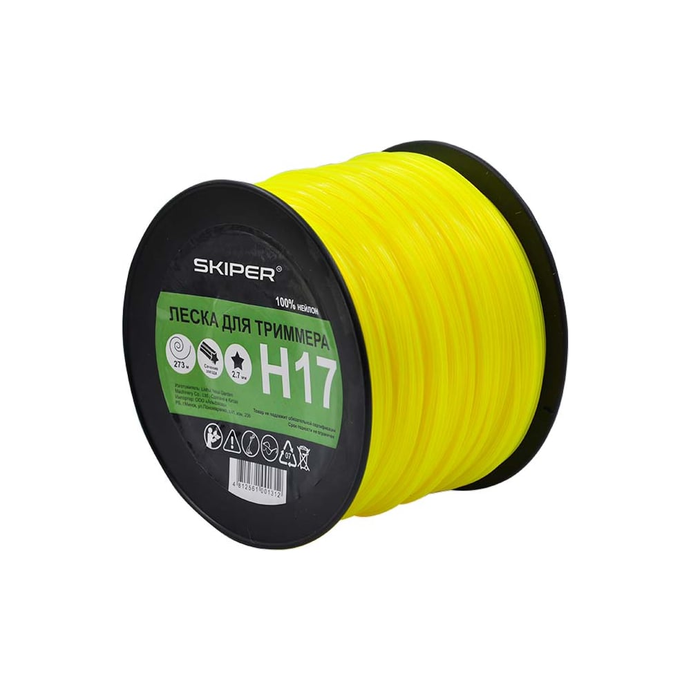 Изображение товара Леска H17 2.7 мм, 273 м, звездочка, желтый БОБИНА SKIPER 00-00007964 Изображение товара Леска H17 2.7 мм, 273 м, звездочка, желтый БОБИНА SKIPER 00-00007964