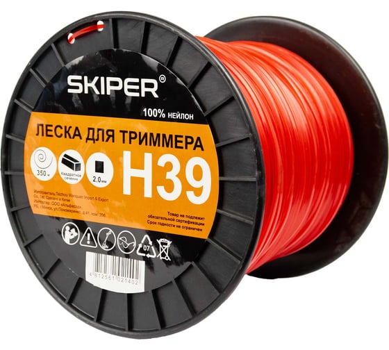 Изображение товара Леска H39 2.0 мм, 350 м, квадратное сечение, красный БОБИНА SKIPER 00-00020786