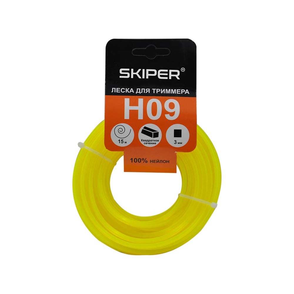 Изображение товара Леска H09 3.0 мм 15 м квадратное сечение желтый SKIPER