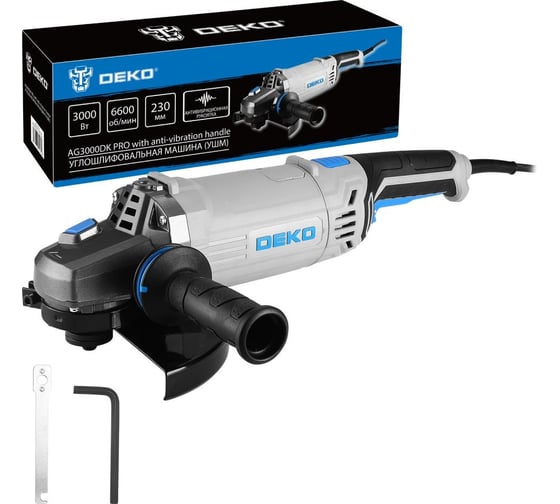 Изображение товара Углошлифовальная машина DEKO (УШМ) AG3000DK PRO, 230 мм, 3000 Вт 083-1032