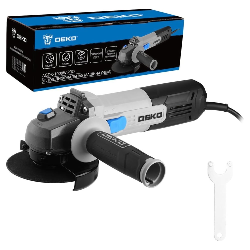 Изображение товара Углошлифовальная машина DEKO (УШМ) AGDK-1000 W PRO, 125 мм, 1000 Вт 084-1076