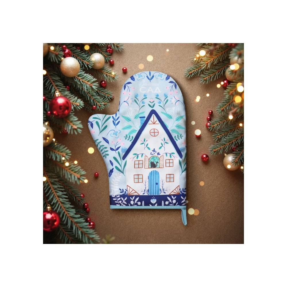 Изображение товара Варежка-прихватка Доляна Зимний сад 20x28 см из хлопка и пэ, ватин 250 г/м2