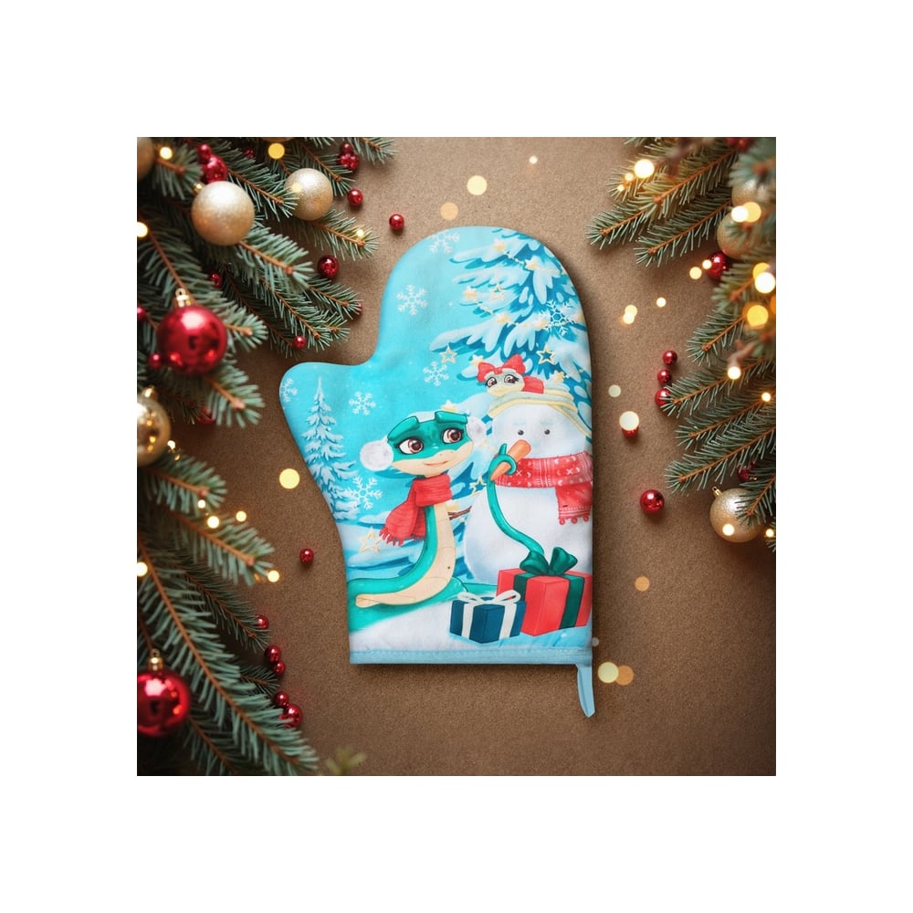 Варежка-прихватка Доляна Christmas story 20x28 см, 35% хлопок, 65% пэ, ватин 250 г/м2 10330167