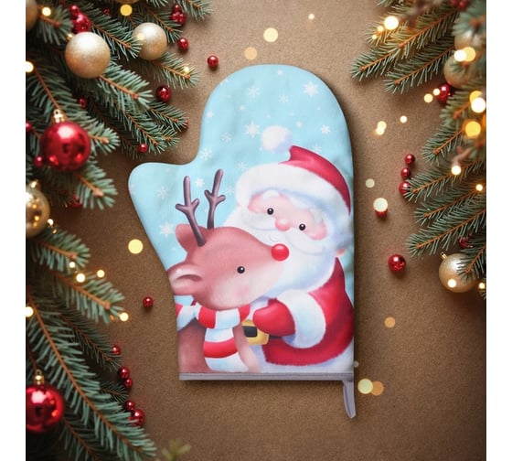 Изображение товара Варежка-прихватка Доляна Новогоднее волшебство 20x28 см, 35% хлопок, 65% пэ, ватин 250 г/м2 10330211