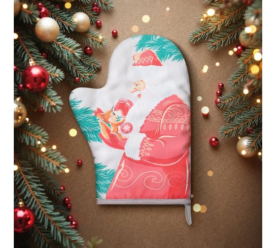 Изображение товара Варежка-прихватка Доляна С новым годом 20x28 см, 35% хлопок, 65% пэ, ватин 250 г/м2 10330174