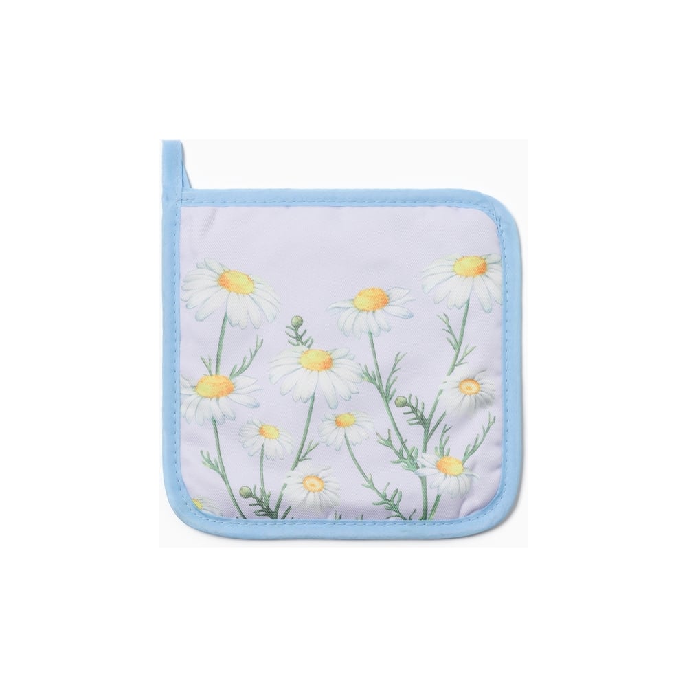 Изображение товара Прихватка Доляна Ромашки 17x17 см из полиэстера, голубой и серый