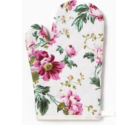 Изображение товара Варежка-прихватка Доляна Цветы розовый, 26*16 см, 100% хлопок 10513454