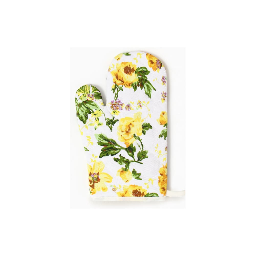 Изображение товара Варежка-прихватка Доляна Цветы желтый 26х16 см 100% хлопок