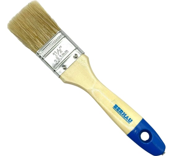 Изображение товара Кисть плоская Berhau 1,5" 38 мм, смешанная щетина, деревянная ручка Euro 101941