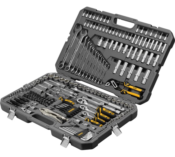 Изображение товара Набор инструментов Denzel 1/2", 3/8", 1/4", CrV, S2, пластиковый кейс, 232 предмета 15808