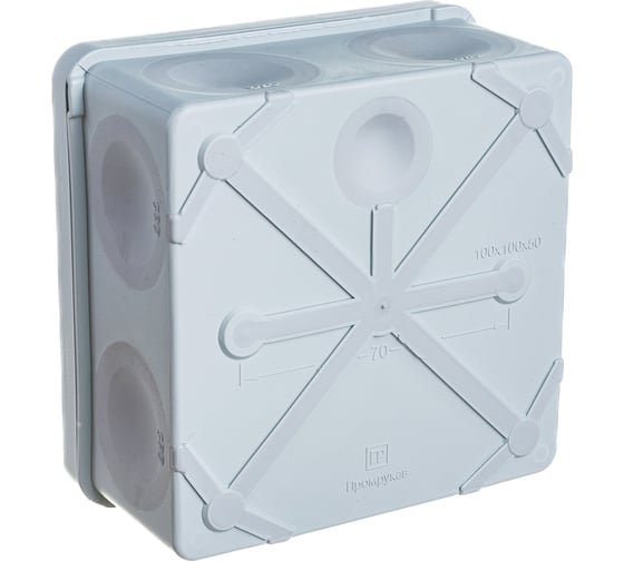 Изображение товара Распределительная двухкомпонентная коробка Промрукав для прямого монтажа безгалогенная HF 100х100х50 60-0300