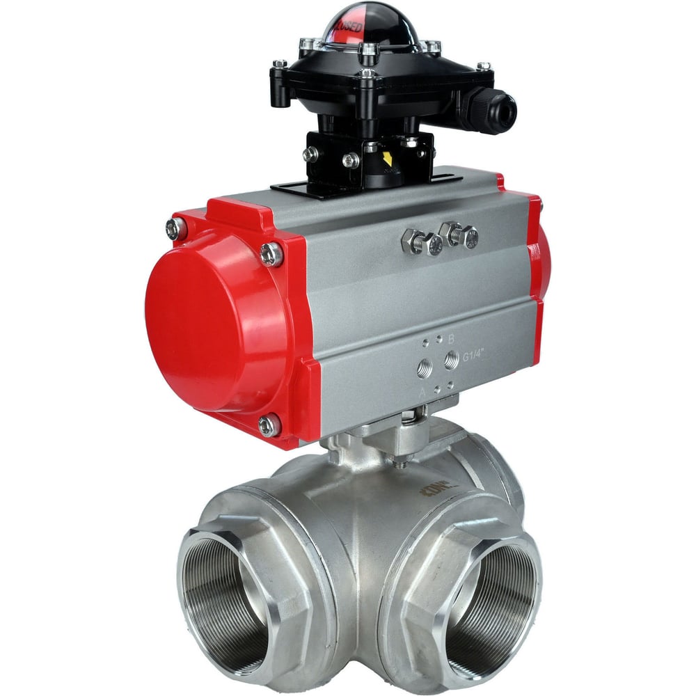 Изображение товара Шаровой кран DN.ru RP.SS316.200.MM.032 Ду32 Ру63 с пневмоприводом