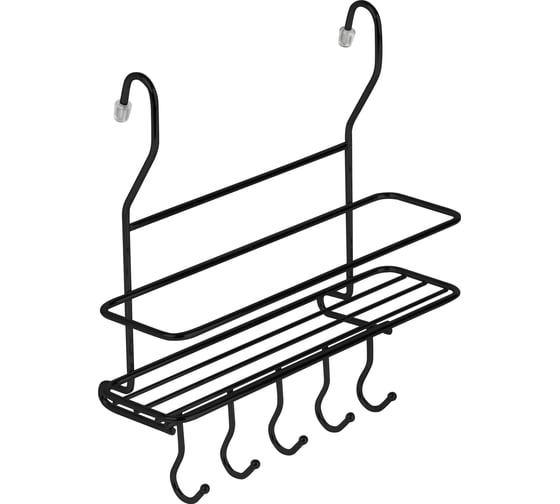 Изображение товара Полка на рейлинг Lemax малая, с крючками, черный матовый MX-402 BL
