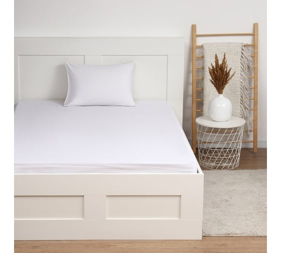 Изображение товара Простыня на резинке Этель 160х200х25 см, молочный 100% хлопок, поплин, 125 г/м2 10624034