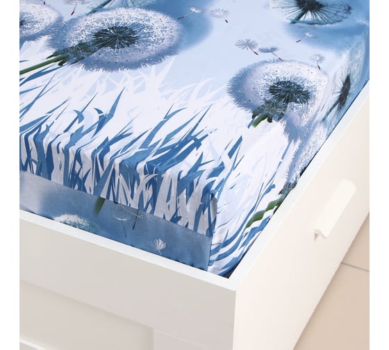 Изображение товара Простыня на резинке Этель Одуванчики 160х200х25, 100% хлопок, бязь, 125г/м2 10801811