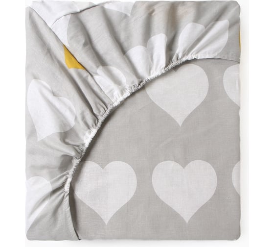 Изображение товара Простыня на резинке Этель Heart 180х200х25, 100% хлопок, бязь, 125г/м2 10801821