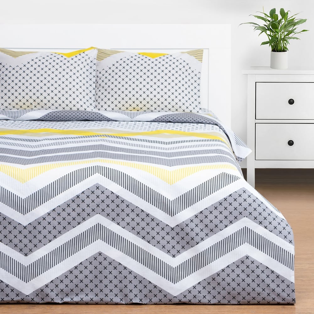 Изображение товара Простыня на резинке Этель Gray geometry 140х200х25 из 100% хлопка бязь