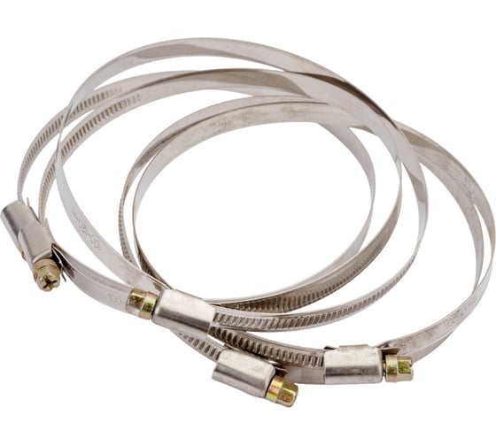 Изображение товара Червячный хомут РОССНА 100х120 мм 4 3/4" нержавеющая сталь, винт, 5 шт. Р860724 DIY