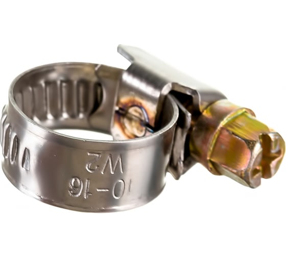 Изображение товара Червячный хомут РОССНА 10х16 мм 5/8" нержавеющая сталь, винт, 5 шт. Р860705 DIY