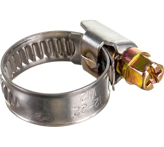 Изображение товара Червячный хомут РОССНА 12х22 мм 7/8" нержавеющая сталь, винт, 5 шт. Р860707 DIY