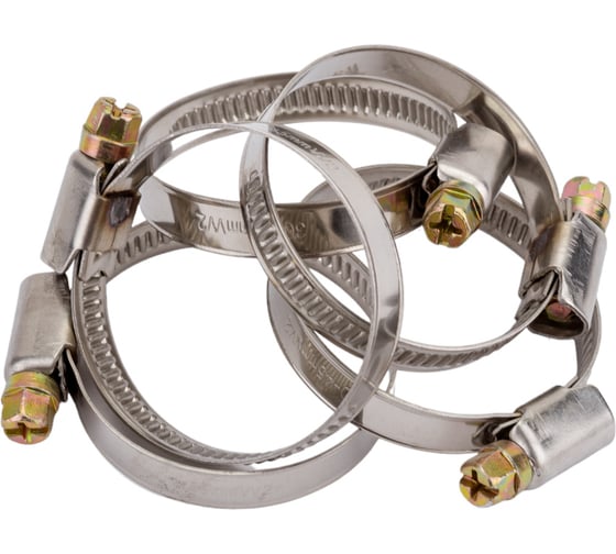 Изображение товара Червячный хомут РОССНА 30х45 мм 1 3/4" нержавеющая сталь, винт, 5 шт. Р860717 DIY