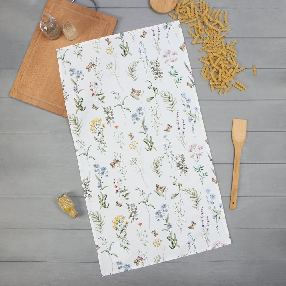 Изображение товара Полотенце Этель Цветы 40x73 см из 100% хлопка саржа 190 г/м²