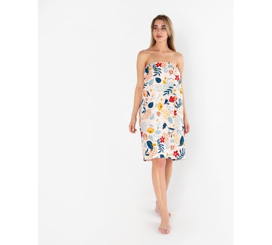 Изображение товара Полотенце для бани Этель Цветочное поле жен парео, 80x144 см, 100% хлопок, вафельное полотно, 160 г/кв.м 547204 5472043