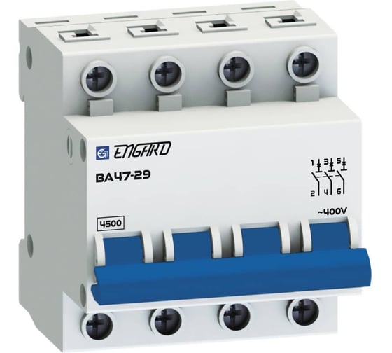 Изображение товара Автоматический выключатель Engard ВА47-29 4р C16 4,5кА VA4729-4С-16