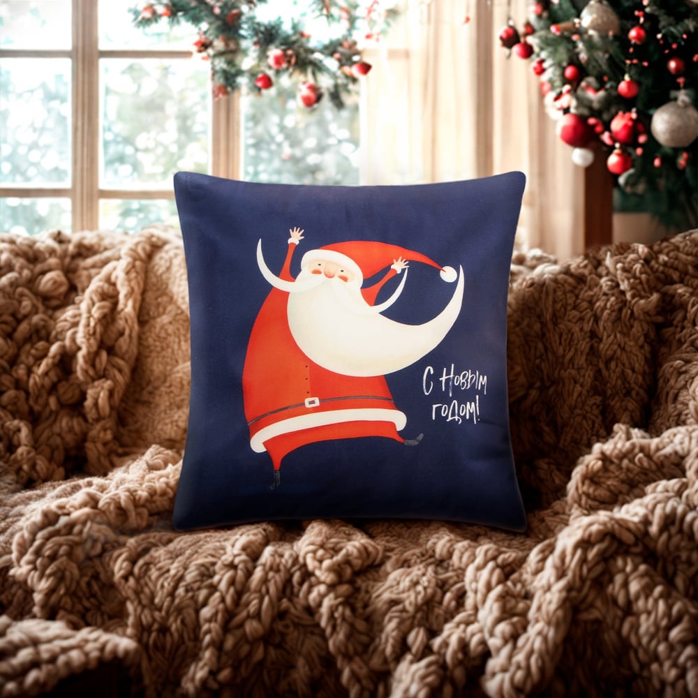 Изображение товара Чехол на подушку Этель Дед Мороз, 40х40 см, 100% полиэстер, велюр 10200037