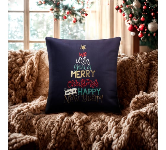 Изображение товара Чехол на подушку Этель We wish you a Merry Christmas, 40х40 см, 100% полиэстер, велюр 10182784