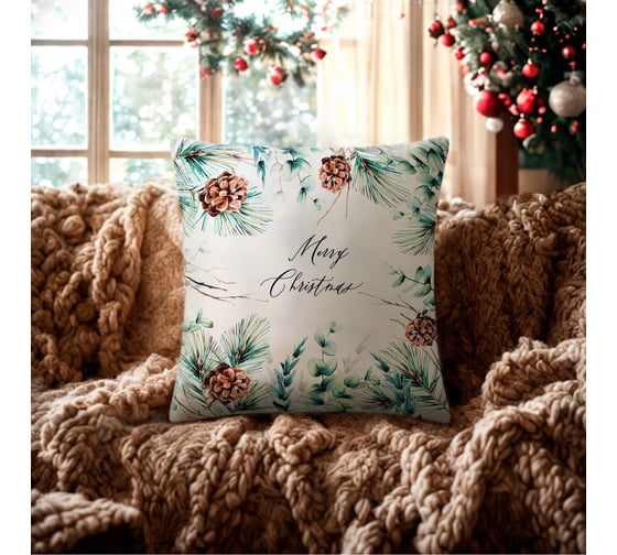 Изображение товара Чехол на подушку Этель Merry Christmas 40x40 см, 100% полиэстер, велюр 10401511