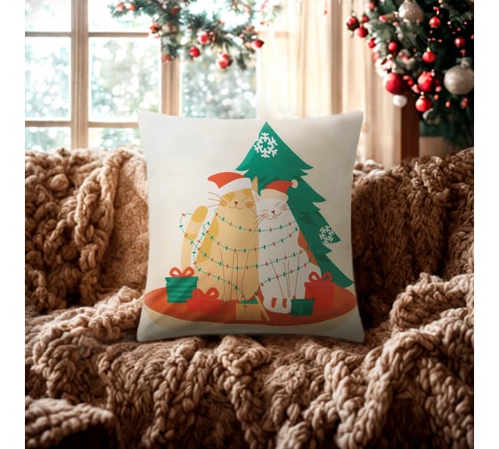 Изображение товара Чехол на подушку Этель Зимний муррр 40x40 см, 100% полиэстер 10402789